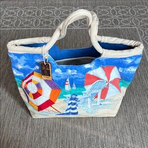 PAUL BRENT beach umbrella sailing cotton canvas tote